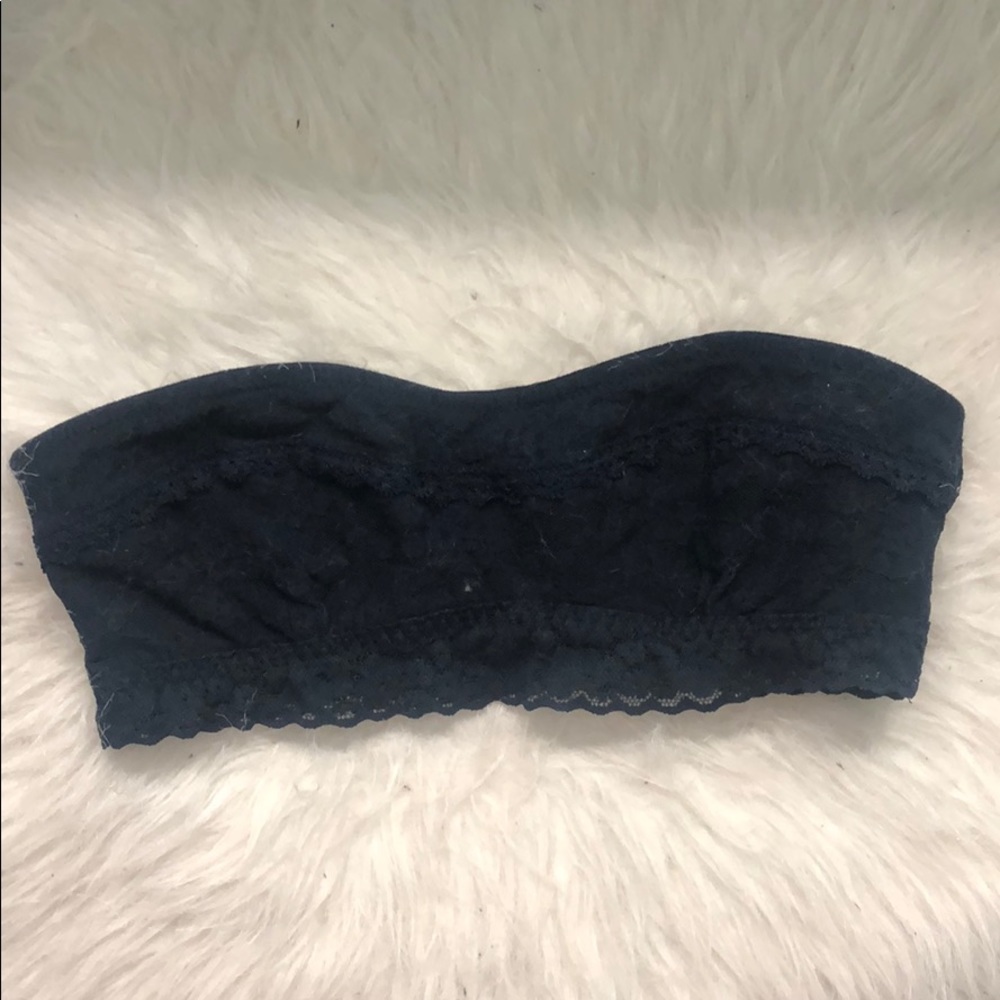 hollister strapless navy blue lace bra